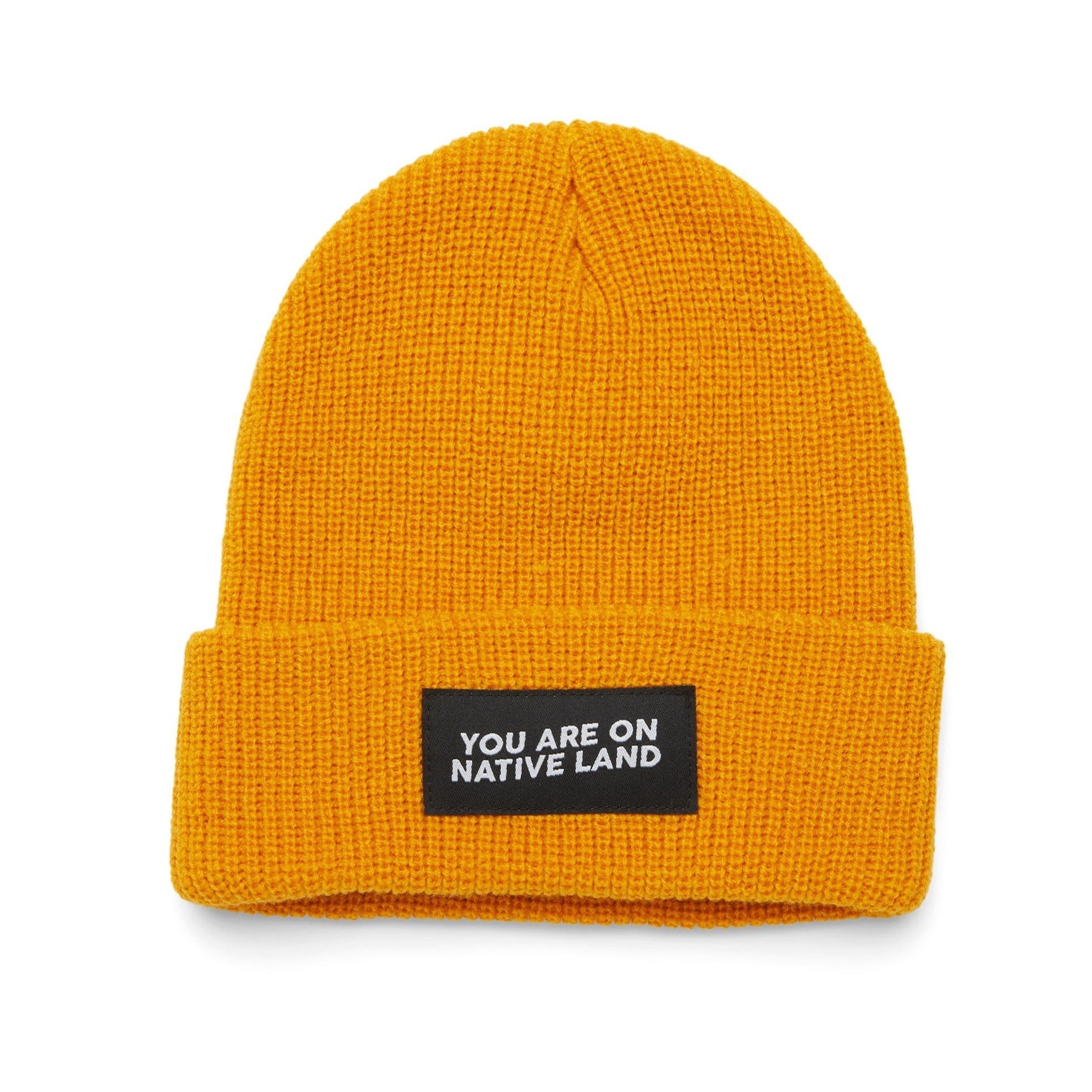 'YOU ARE ON NATIVE LAND' RIBBED BEANIE